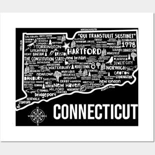 Connecticut Map Posters and Art